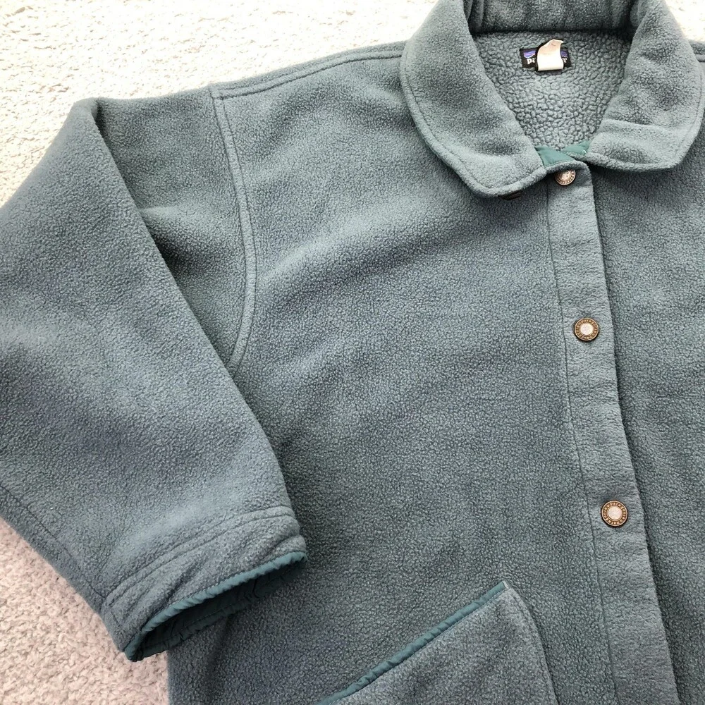 Vintage Patagonia Jacket Mens Large Blue Fleece Snap Front Pockets USA Outdoor